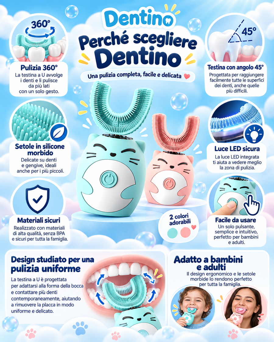 Dentino – Spazzolino Elettrico a U per Bambini