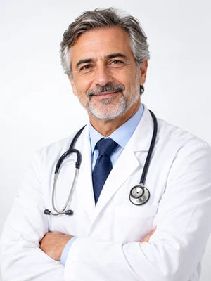 Ritratto illustrativo di un medico immaginario, generato con intelligenza artificiale